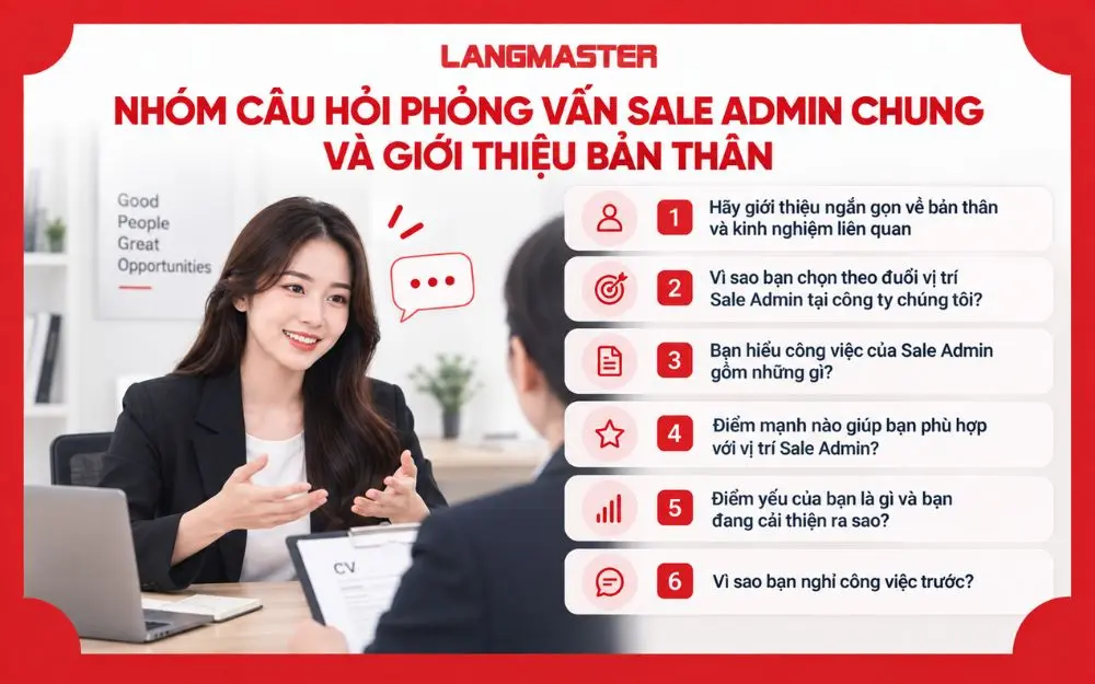 Nhóm câu hỏi phỏng vấn Sale Admin chung và giới thiệu bản thân