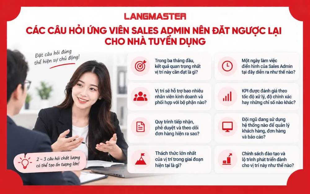 Các câu hỏi ứng viên Sales Admin nên đặt ngược lại cho nhà tuyển dụng
