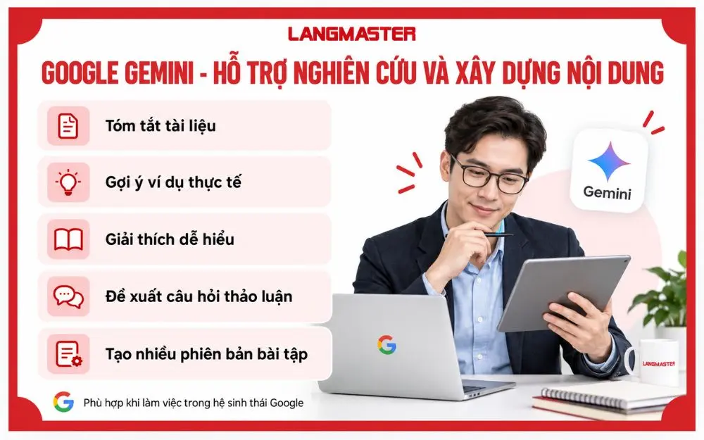 Google Gemini - Hỗ trợ nghiên cứu và xây dựng nội dung