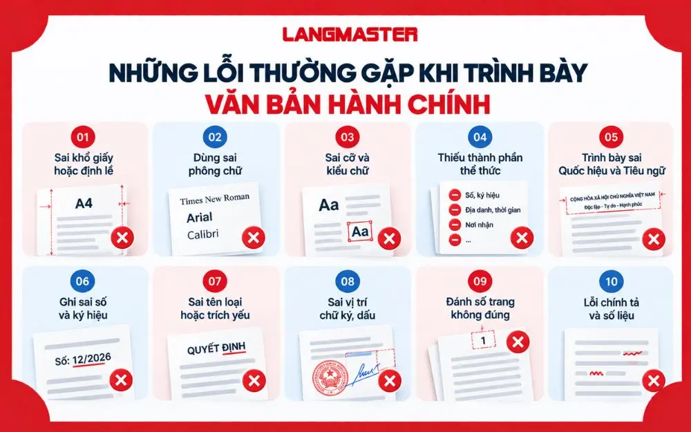 10 lỗi trình bày văn bản hành chính thường gặp cần kiểm tra kỹ.