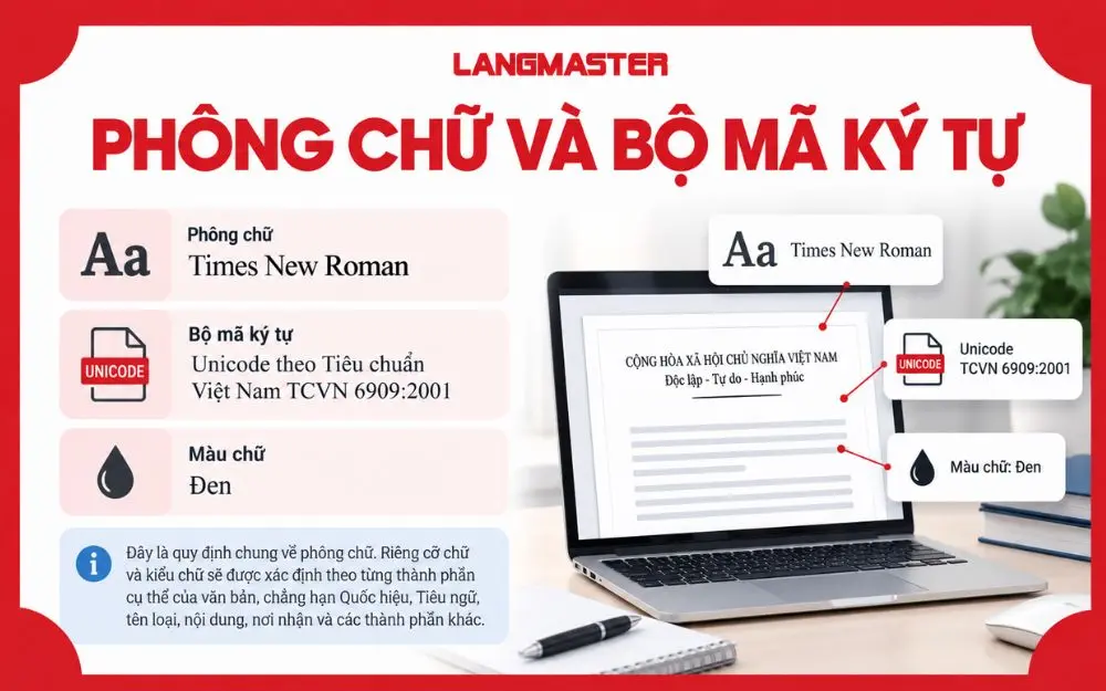 Quy định phông Times New Roman, Unicode và màu chữ văn bản hành chính.