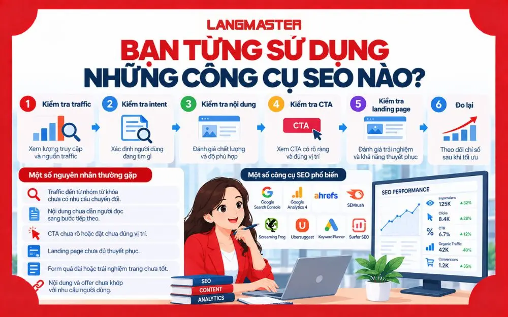 Các công cụ SEO phổ biến hỗ trợ phân tích, tối ưu và đo lường hiệu quả.
