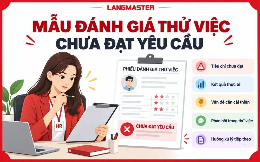 Mẫu đánh giá thử việc chưa đạt yêu cầu với căn cứ rõ ràng.