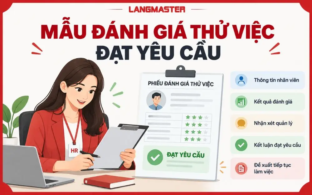 Mẫu đánh giá thử việc đạt yêu cầu với kết luận tiếp tục làm việc.