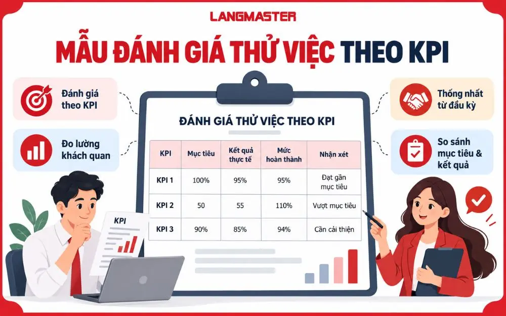Mẫu đánh giá thử việc theo KPI giúp đo lường kết quả khách quan.