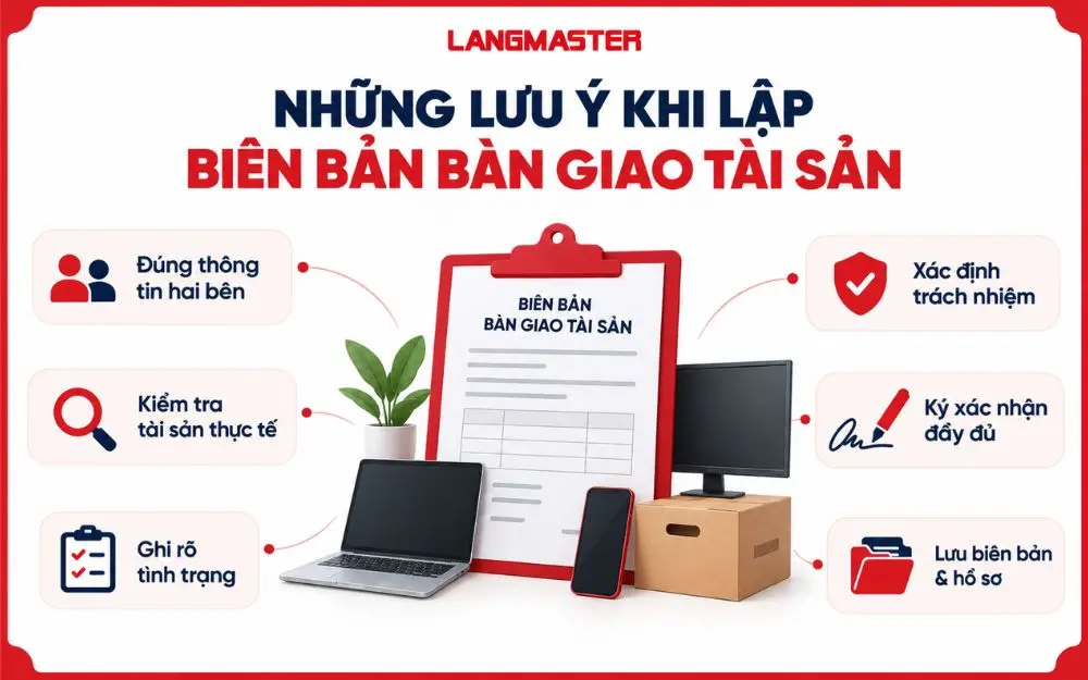 Lưu ý quan trọng khi lập biên bản bàn giao tài sản đúng chuẩn.