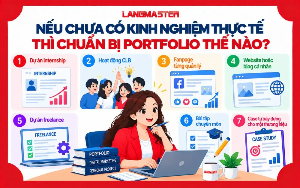 Gợi ý xây dựng portfolio Digital Marketing cho Fresher chưa có kinh nghiệm thực tế.
