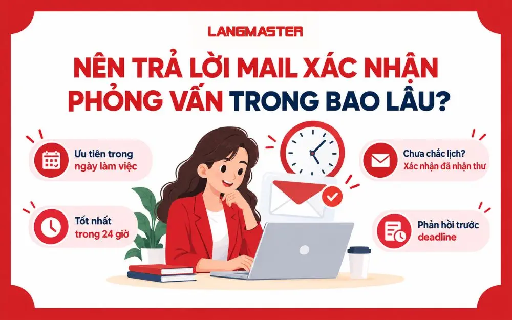 Thời gian nên phản hồi email xác nhận phỏng vấn để giữ sự chuyên nghiệp.