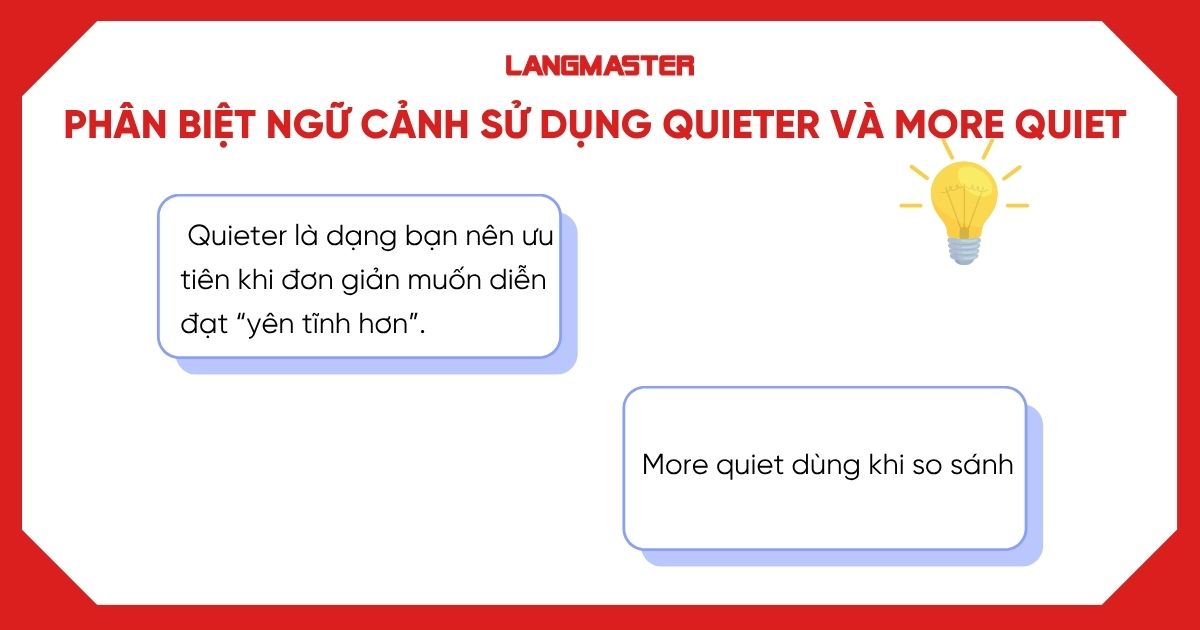 Phân biệt ngữ cảnh sử dụng Quieter và More Quiet