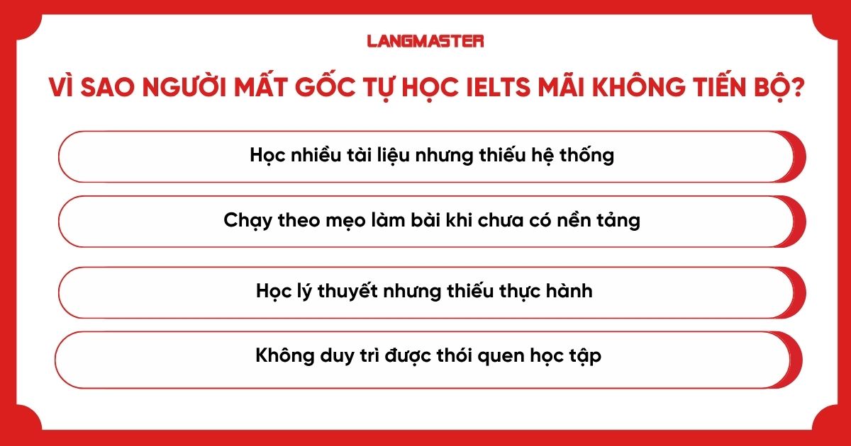 Vì sao người mất gốc tự học IELTS mãi không tiến bộ?