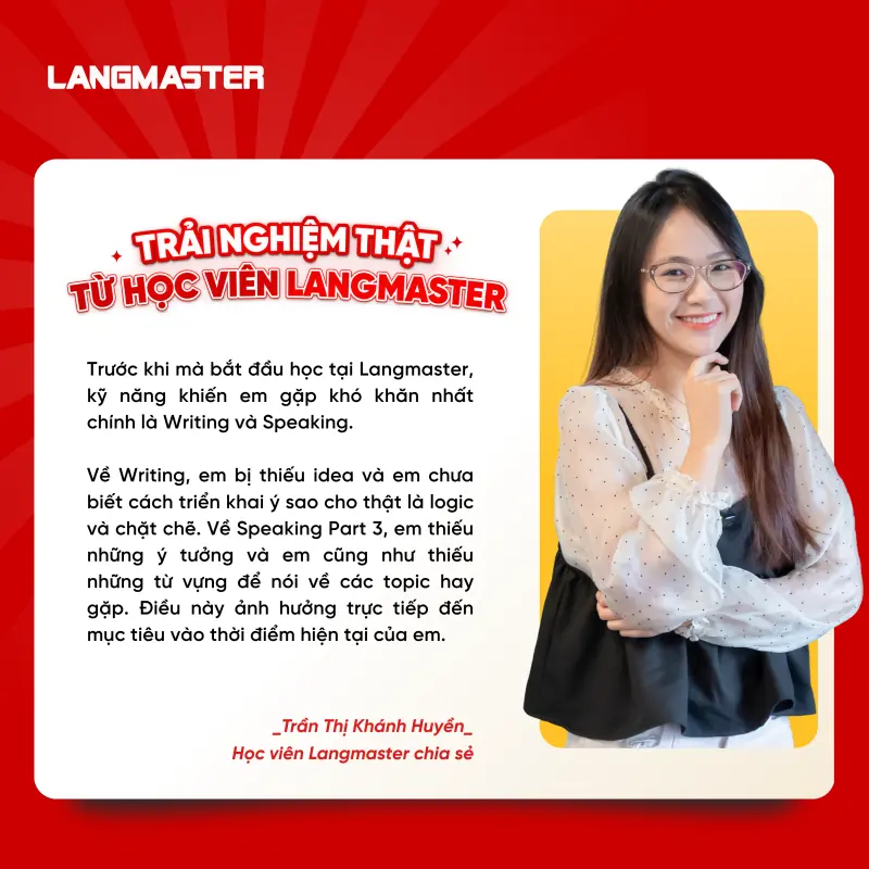 Khó khăn trước khi học IELTS tại Langmaster của Trần Thị Khánh Huyền