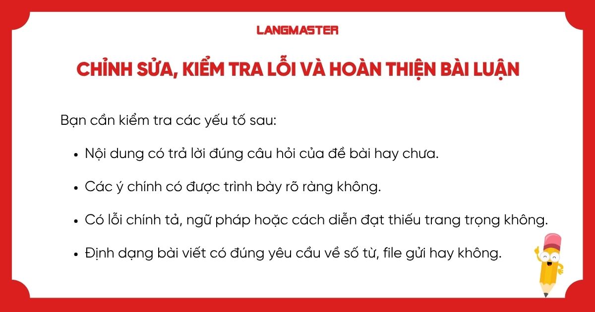 Chỉnh sửa, kiểm tra lỗi và hoàn thiện bài luận