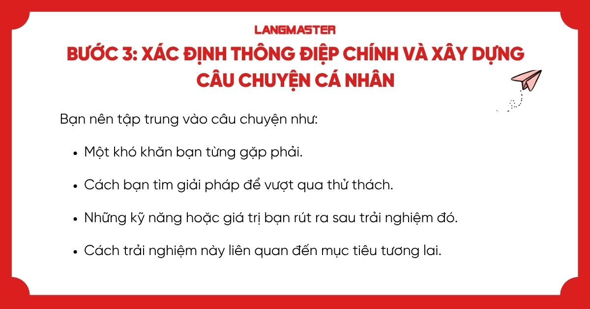 Xác định thông điệp chính và xây dựng câu chuyện cá nhân