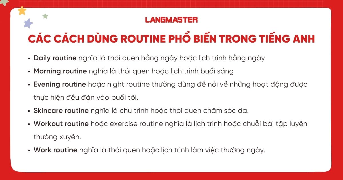 Các cách dùng routine phổ biến trong tiếng Anh